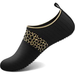 imageWater Shoes for Women Men QuickDry Aqua Socks Swim Beach Barefoot Yoga Exercise Wear Sport Accessories Pool Camping Must Haves Adult Youth SizeGolden Leopard