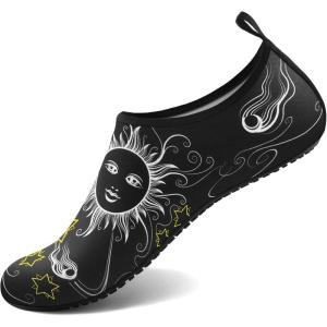 imageWater Shoes for Women Men QuickDry Aqua Socks Swim Beach Barefoot Yoga Exercise Wear Sport Accessories Pool Camping Must Haves Adult Youth SizeSun Moon Black