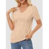 imageATHMILE Summer Tops for Women 2025 Short Sleeve V Neck Sweaters Dressy Casual Blouses Lightweight Thin Knit Fashion ShirtsApricot