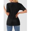 imageATHMILE Summer Tops for Women 2025 Short Sleeve V Neck Sweaters Dressy Casual Blouses Lightweight Thin Knit Fashion ShirtsBlack