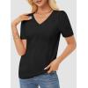 imageATHMILE Summer Tops for Women 2025 Short Sleeve V Neck Sweaters Dressy Casual Blouses Lightweight Thin Knit Fashion ShirtsBlack