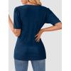 imageATHMILE Summer Tops for Women 2025 Short Sleeve V Neck Sweaters Dressy Casual Blouses Lightweight Thin Knit Fashion ShirtsDark Blue