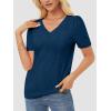imageATHMILE Summer Tops for Women 2025 Short Sleeve V Neck Sweaters Dressy Casual Blouses Lightweight Thin Knit Fashion ShirtsDark Blue