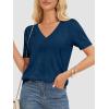 imageATHMILE Summer Tops for Women 2025 Short Sleeve V Neck Sweaters Dressy Casual Blouses Lightweight Thin Knit Fashion ShirtsDark Blue