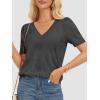 imageATHMILE Summer Tops for Women 2025 Short Sleeve V Neck Sweaters Dressy Casual Blouses Lightweight Thin Knit Fashion ShirtsDark Grey