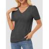 imageATHMILE Summer Tops for Women 2025 Short Sleeve V Neck Sweaters Dressy Casual Blouses Lightweight Thin Knit Fashion ShirtsDark Grey