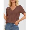 imageATHMILE Summer Tops for Women 2025 Short Sleeve V Neck Sweaters Dressy Casual Blouses Lightweight Thin Knit Fashion ShirtsDusty Rose