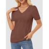 imageATHMILE Summer Tops for Women 2025 Short Sleeve V Neck Sweaters Dressy Casual Blouses Lightweight Thin Knit Fashion ShirtsDusty Rose