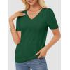 imageATHMILE Summer Tops for Women 2025 Short Sleeve V Neck Sweaters Dressy Casual Blouses Lightweight Thin Knit Fashion ShirtsGreen