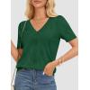 imageATHMILE Summer Tops for Women 2025 Short Sleeve V Neck Sweaters Dressy Casual Blouses Lightweight Thin Knit Fashion ShirtsGreen