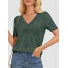 imageATHMILE Summer Tops for Women 2025 Short Sleeve V Neck Sweaters Dressy Casual Blouses Lightweight Thin Knit Fashion ShirtsGrey Green