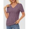 imageATHMILE Summer Tops for Women 2025 Short Sleeve V Neck Sweaters Dressy Casual Blouses Lightweight Thin Knit Fashion ShirtsGrey Purple
