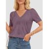 imageATHMILE Summer Tops for Women 2025 Short Sleeve V Neck Sweaters Dressy Casual Blouses Lightweight Thin Knit Fashion ShirtsGrey Purple