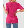 imageATHMILE Summer Tops for Women 2025 Short Sleeve V Neck Sweaters Dressy Casual Blouses Lightweight Thin Knit Fashion ShirtsHot Pink