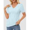 imageATHMILE Summer Tops for Women 2025 Short Sleeve V Neck Sweaters Dressy Casual Blouses Lightweight Thin Knit Fashion ShirtsLight Blue