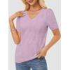 imageATHMILE Summer Tops for Women 2025 Short Sleeve V Neck Sweaters Dressy Casual Blouses Lightweight Thin Knit Fashion ShirtsLight Purple