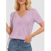 imageATHMILE Summer Tops for Women 2025 Short Sleeve V Neck Sweaters Dressy Casual Blouses Lightweight Thin Knit Fashion ShirtsLight Purple