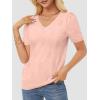 imageATHMILE Summer Tops for Women 2025 Short Sleeve V Neck Sweaters Dressy Casual Blouses Lightweight Thin Knit Fashion ShirtsPink