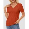 imageATHMILE Summer Tops for Women 2025 Short Sleeve V Neck Sweaters Dressy Casual Blouses Lightweight Thin Knit Fashion ShirtsRust