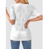 imageATHMILE Summer Tops for Women 2025 Short Sleeve V Neck Sweaters Dressy Casual Blouses Lightweight Thin Knit Fashion ShirtsWhite