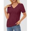 imageATHMILE Summer Tops for Women 2025 Short Sleeve V Neck Sweaters Dressy Casual Blouses Lightweight Thin Knit Fashion ShirtsWine