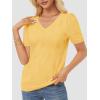 imageATHMILE Summer Tops for Women 2025 Short Sleeve V Neck Sweaters Dressy Casual Blouses Lightweight Thin Knit Fashion ShirtsYellow