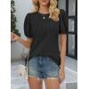imageATHMILE Womens Cute Summer Tops Puff Short Sleeve Shirts Dressy Blouses Trendy Business Casual OutfitsBlack