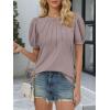 imageATHMILE Womens Cute Summer Tops Puff Short Sleeve Shirts Dressy Blouses Trendy Business Casual OutfitsGrey Purple