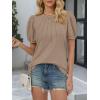 imageATHMILE Womens Cute Summer Tops Puff Short Sleeve Shirts Dressy Blouses Trendy Business Casual OutfitsKhaki