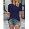 imageATHMILE Womens Cute Summer Tops Puff Short Sleeve Shirts Dressy Blouses Trendy Business Casual OutfitsNavy