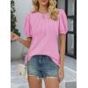 imageATHMILE Womens Cute Summer Tops Puff Short Sleeve Shirts Dressy Blouses Trendy Business Casual OutfitsPink