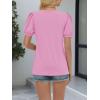 imageATHMILE Womens Cute Summer Tops Puff Short Sleeve Shirts Dressy Blouses Trendy Business Casual OutfitsPink