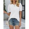 imageATHMILE Womens Cute Summer Tops Puff Short Sleeve Shirts Dressy Blouses Trendy Business Casual OutfitsWhite