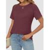 imageATHMILE Womens Tops Crewneck Short Sleeve Tees Trendy Lightweight Soft Casual Summer T Shirts 2025Wine Red