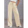 imageATHMILE Womens Wide Leg Sweatpants High Waisted Baggy Pants Fashion Teen Girl Drawstring Athletic JoggersApricot