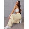 imageATHMILE Womens Wide Leg Sweatpants High Waisted Baggy Pants Fashion Teen Girl Drawstring Athletic JoggersApricot