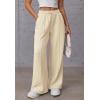imageATHMILE Womens Wide Leg Sweatpants High Waisted Baggy Pants Fashion Teen Girl Drawstring Athletic JoggersApricot