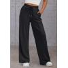 imageATHMILE Womens Wide Leg Sweatpants High Waisted Baggy Pants Fashion Teen Girl Drawstring Athletic JoggersBlack