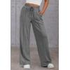 imageATHMILE Womens Wide Leg Sweatpants High Waisted Baggy Pants Fashion Teen Girl Drawstring Athletic JoggersDark Grey