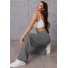 imageATHMILE Womens Wide Leg Sweatpants High Waisted Baggy Pants Fashion Teen Girl Drawstring Athletic JoggersDark Grey