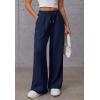 imageATHMILE Womens Wide Leg Sweatpants High Waisted Baggy Pants Fashion Teen Girl Drawstring Athletic JoggersNavy