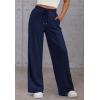 imageATHMILE Womens Wide Leg Sweatpants High Waisted Baggy Pants Fashion Teen Girl Drawstring Athletic JoggersNavy