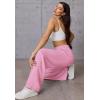 imageATHMILE Womens Wide Leg Sweatpants High Waisted Baggy Pants Fashion Teen Girl Drawstring Athletic JoggersPink