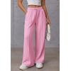 imageATHMILE Womens Wide Leg Sweatpants High Waisted Baggy Pants Fashion Teen Girl Drawstring Athletic JoggersPink