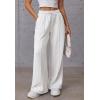 imageATHMILE Womens Wide Leg Sweatpants High Waisted Baggy Pants Fashion Teen Girl Drawstring Athletic JoggersWhite