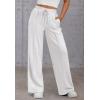 imageATHMILE Womens Wide Leg Sweatpants High Waisted Baggy Pants Fashion Teen Girl Drawstring Athletic JoggersWhite