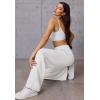 imageATHMILE Womens Wide Leg Sweatpants High Waisted Baggy Pants Fashion Teen Girl Drawstring Athletic JoggersWhite