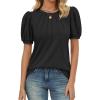 imageATHMILE Womens Cute Summer Tops Puff Short Sleeve Shirts Dressy Blouses Trendy Business Casual OutfitsBlack