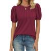 imageATHMILE Womens Cute Summer Tops Puff Short Sleeve Shirts Dressy Blouses Trendy Business Casual OutfitsWinered