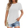 imageATHMILE Womens Tops Crewneck Short Sleeve Tees Trendy Lightweight Soft Casual Summer T Shirts 2025White